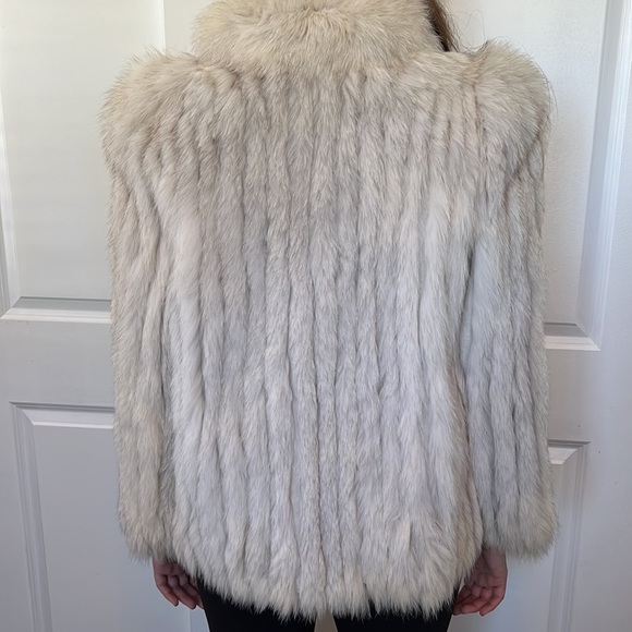 Vintage 80s light grey off white FOX stripe jacket L - Picture 9 of 11